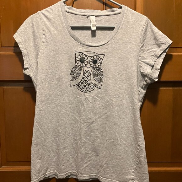 3  OWL motif Ladies T-Shirts - gray/white/dark grey, Sz XL pre-owned GREAT SHAPE - Picture 8 of 10